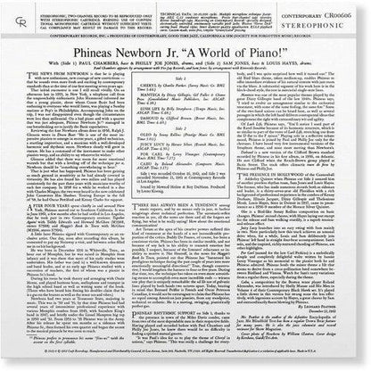 Newborn Jr- A World Of Piano! (Contemporary Records Acoustic Sounds Series) (Vinyl) [ vinyl ]