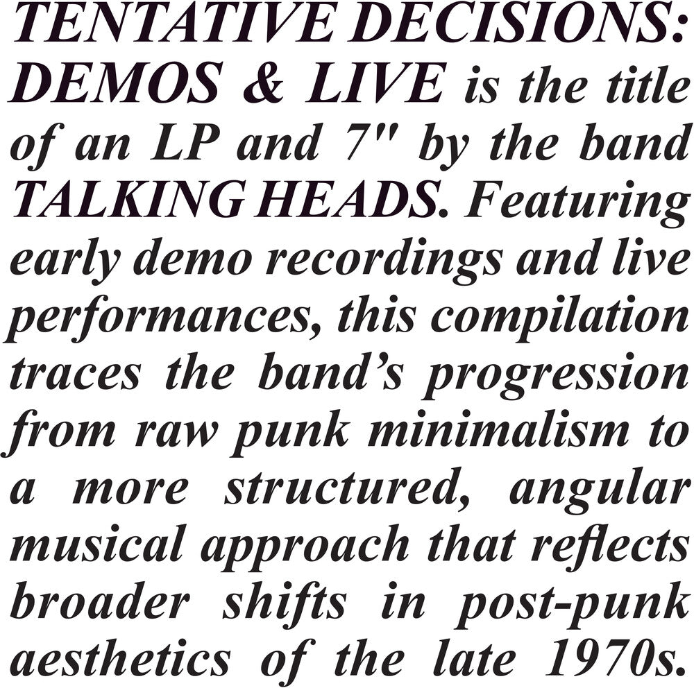 Talking Heads- Tentative Decisions: Demos & Live (Wsv) (Vinyl) [ vinyl ]