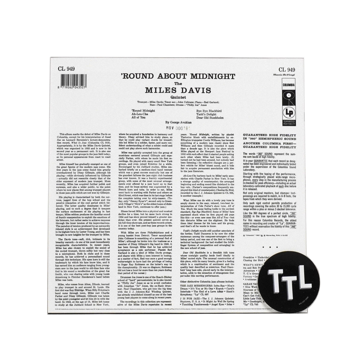 Miles Davis: Round About Midnight (180g, Colored Vinyl) Vinyl LP